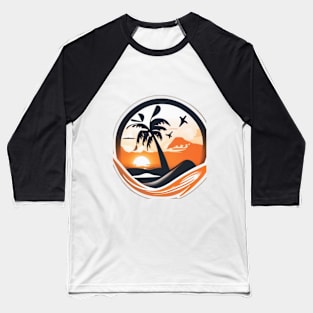 Tropical Sunset Paradise Circle Design No. 780 Baseball T-Shirt